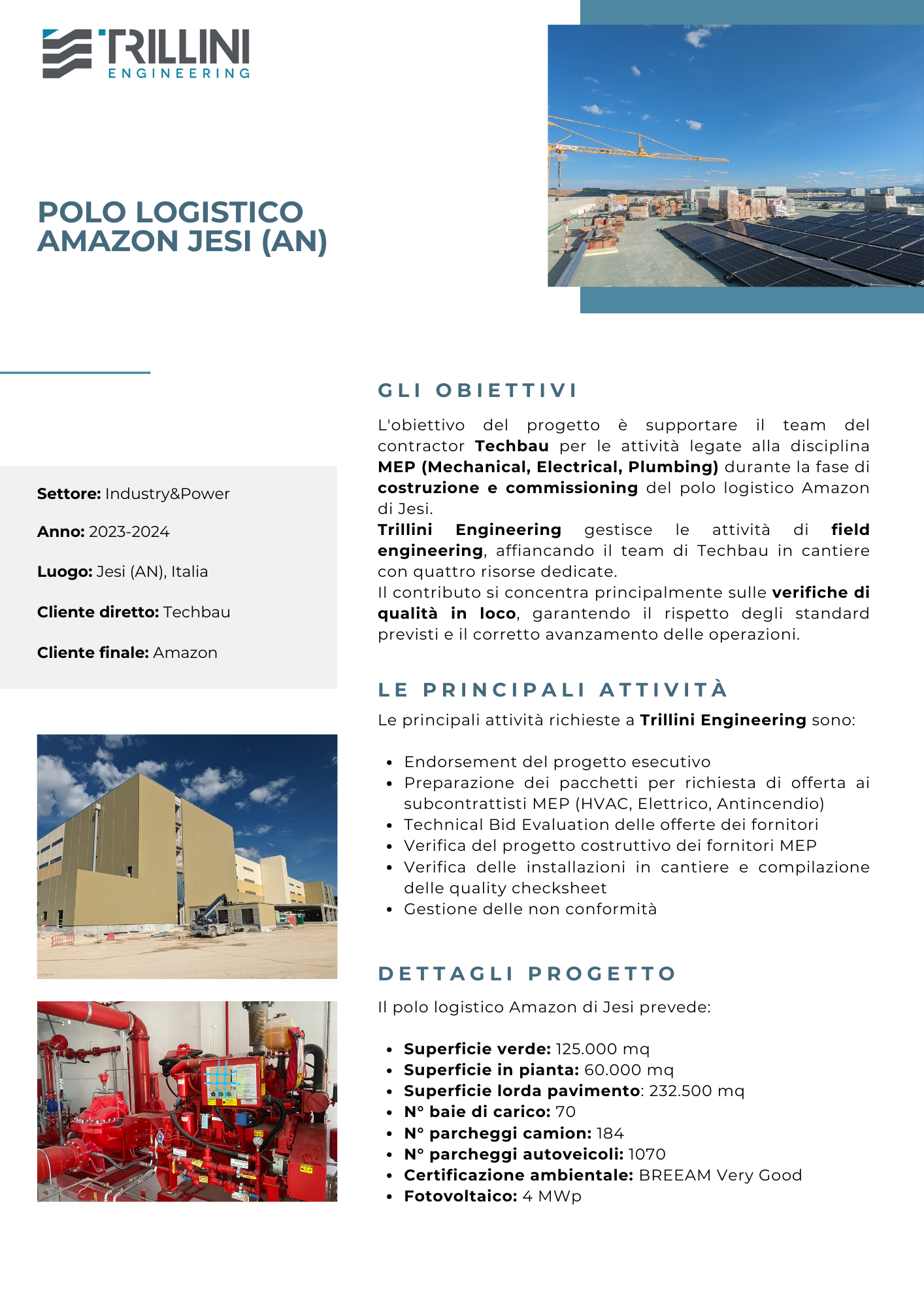 Progettazione Ingegneria Polo Logistico Amazon